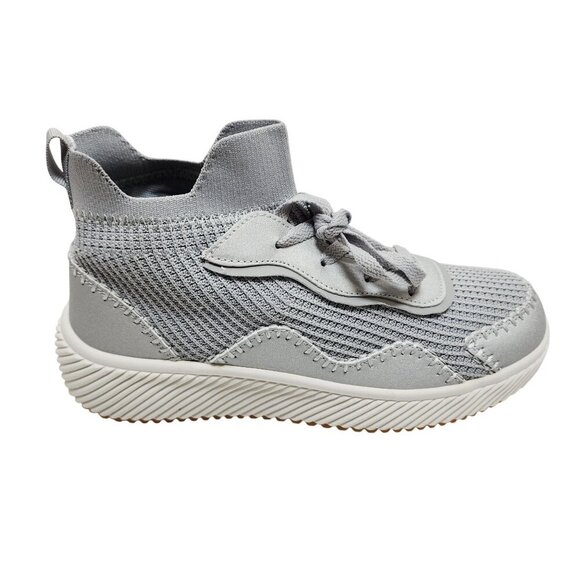 Knitted Womens Gray High-Top Sneakers With Lace-Up Closure Size 7.5 - Picture 10 of 12